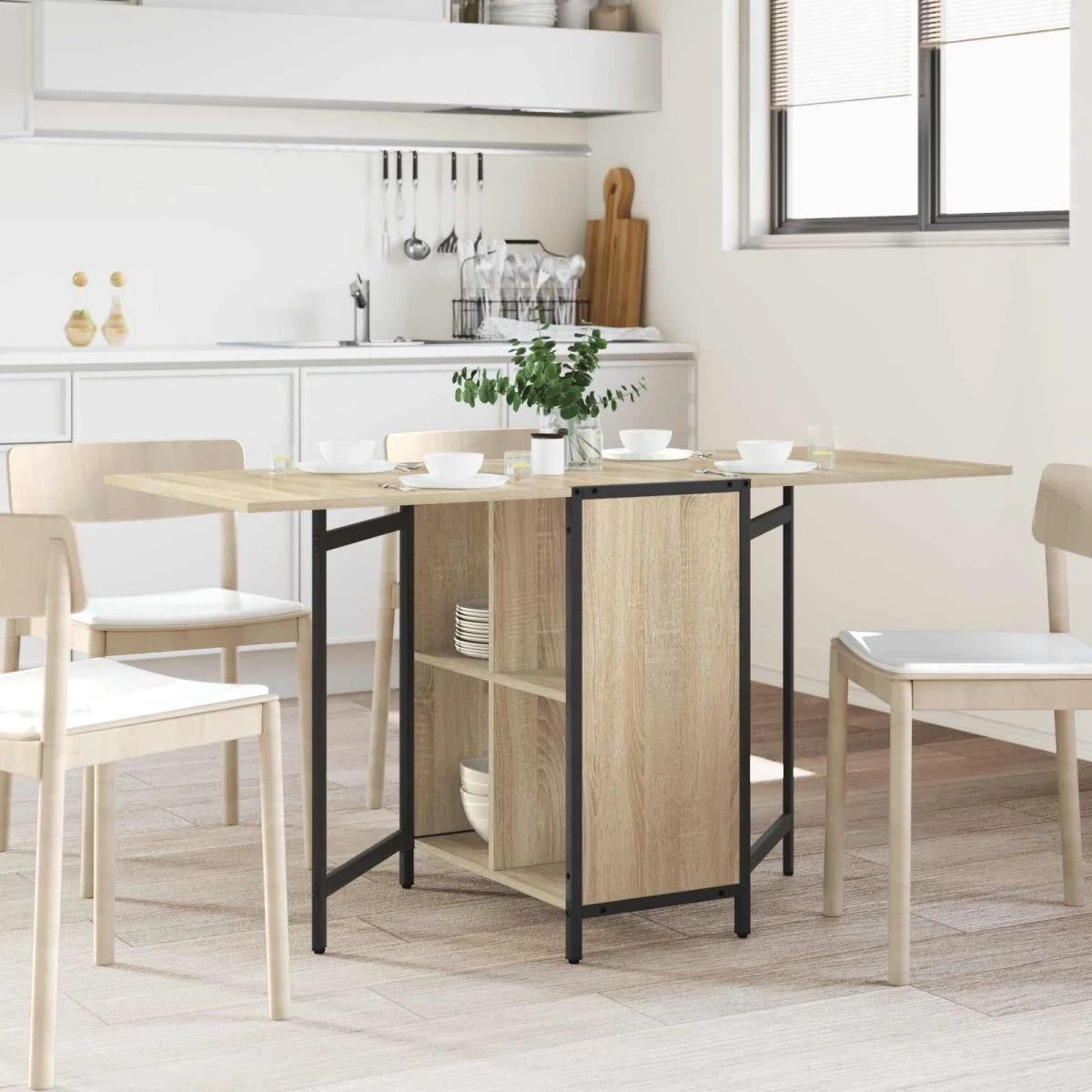 vidaXL Spisebord 144 x 60 x 75 cm Sonoma-eg med udtræk