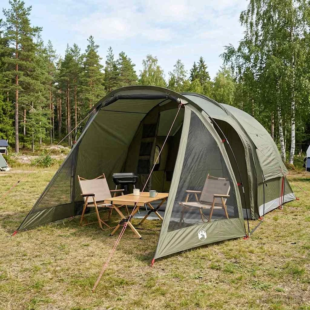 vidaXL Hyttetelt 4-personers - Olivengrøn Polyester og Stål