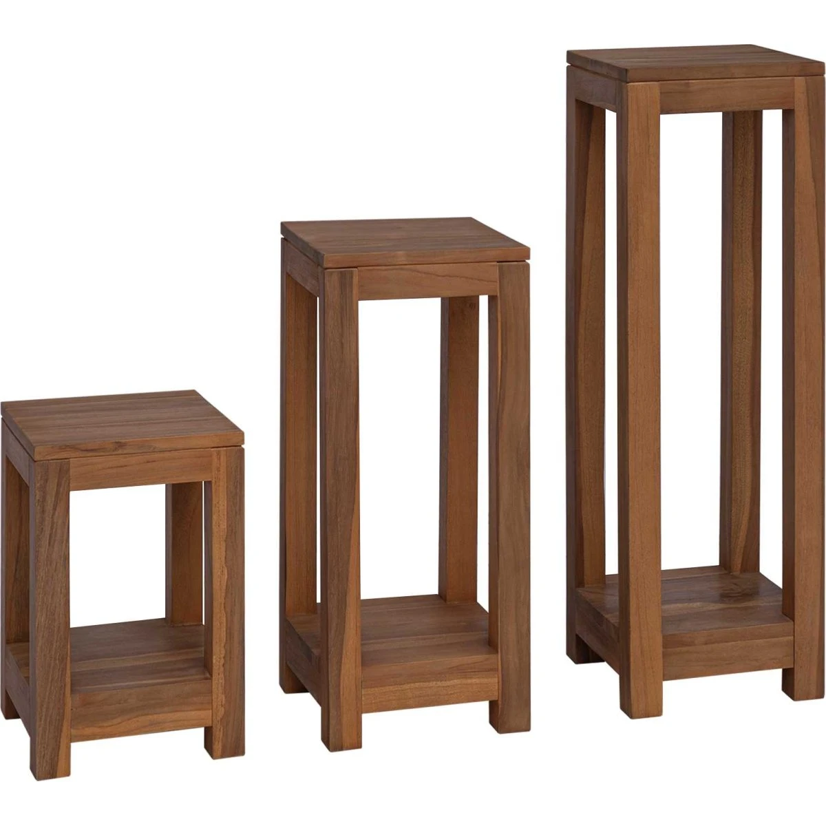 vidaXL Planteholder 3 stk. i massivt teaktræ, 25x25x80 cm