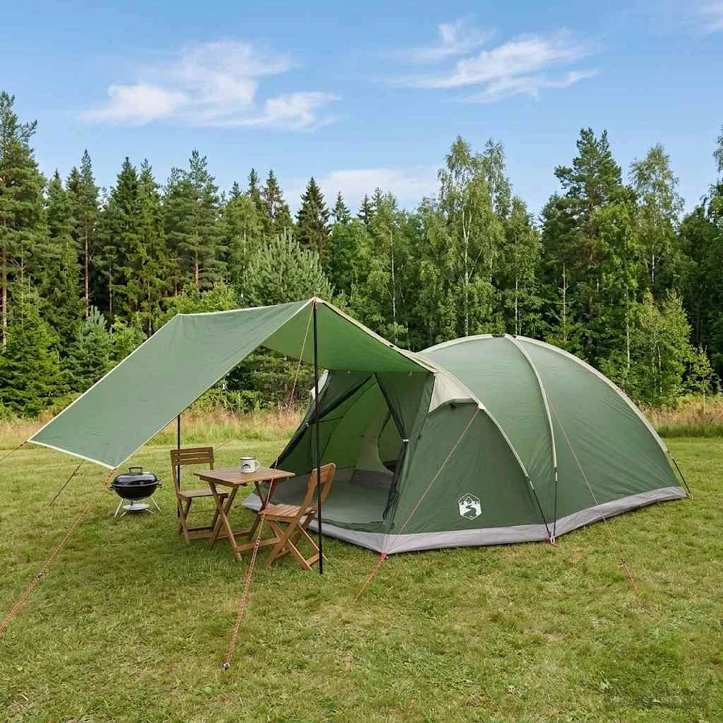 vidaXL Hyttetelt 6-personers - Grøn Polyester og Stål