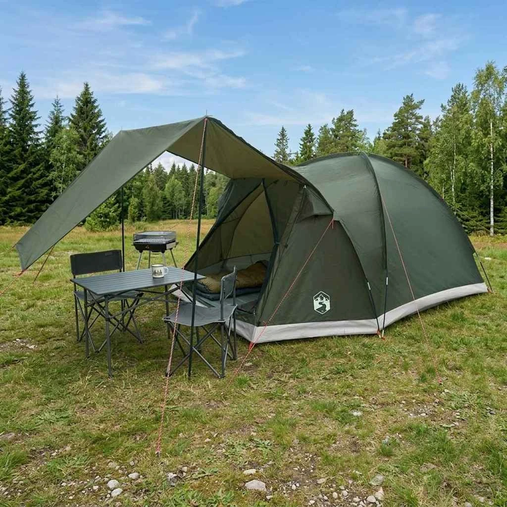 vidaXL Hyttetelt 4-personers - Armygrøn