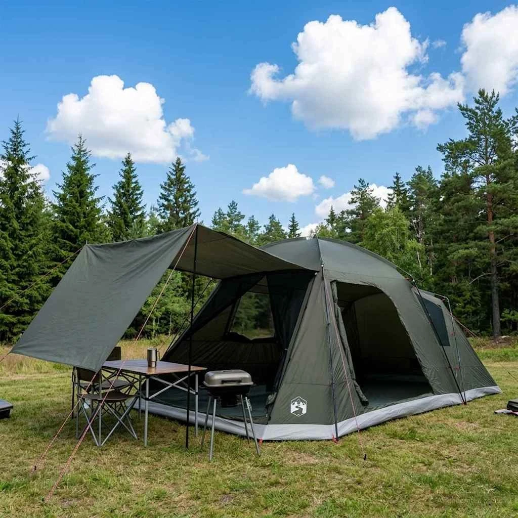 vidaXL Hyttetelt 12-personers Armygrøn - Polyester & Stål