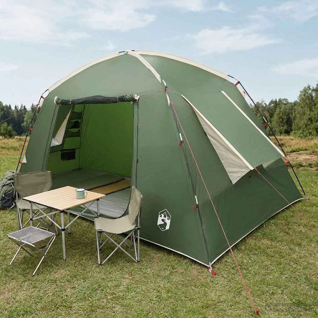 vidaXL Hyttetelt 4-personers - Grøn Polyester