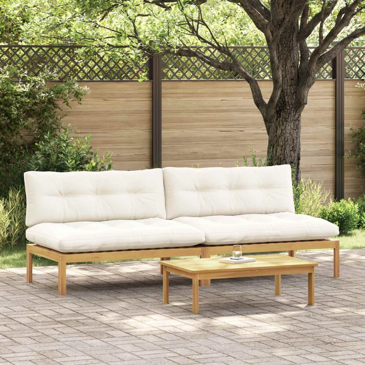 vidaXL Midter Sofa Enhed i Lys Akacie og Cream Hvid