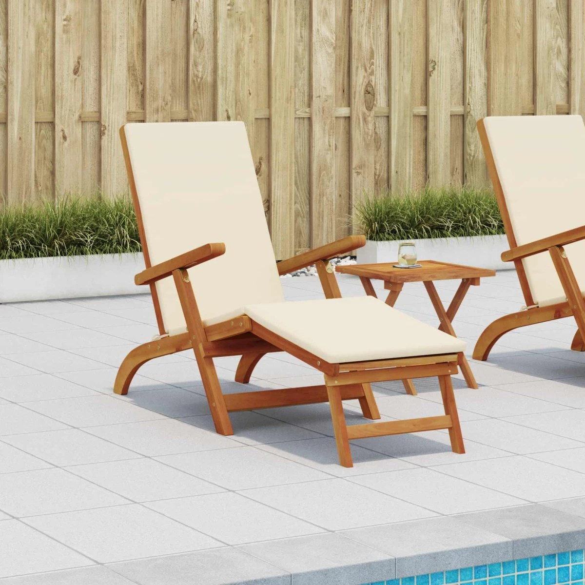 vidaXL Reclinerende og foldbar solseng i akacietræ, 55x146x91 cm