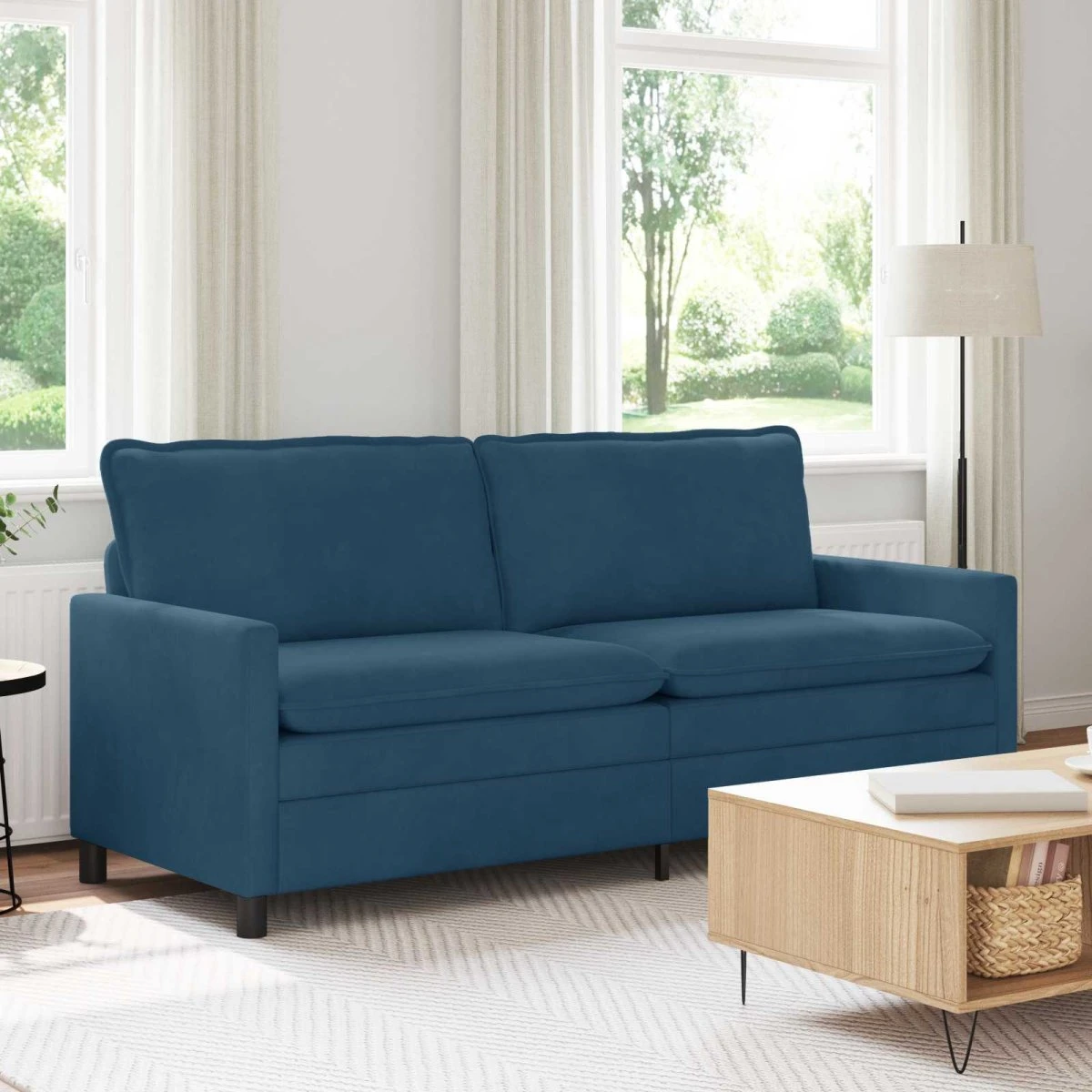 vidaXL Sofa i blå fløjl, 196 x 81 x 87,5 cm