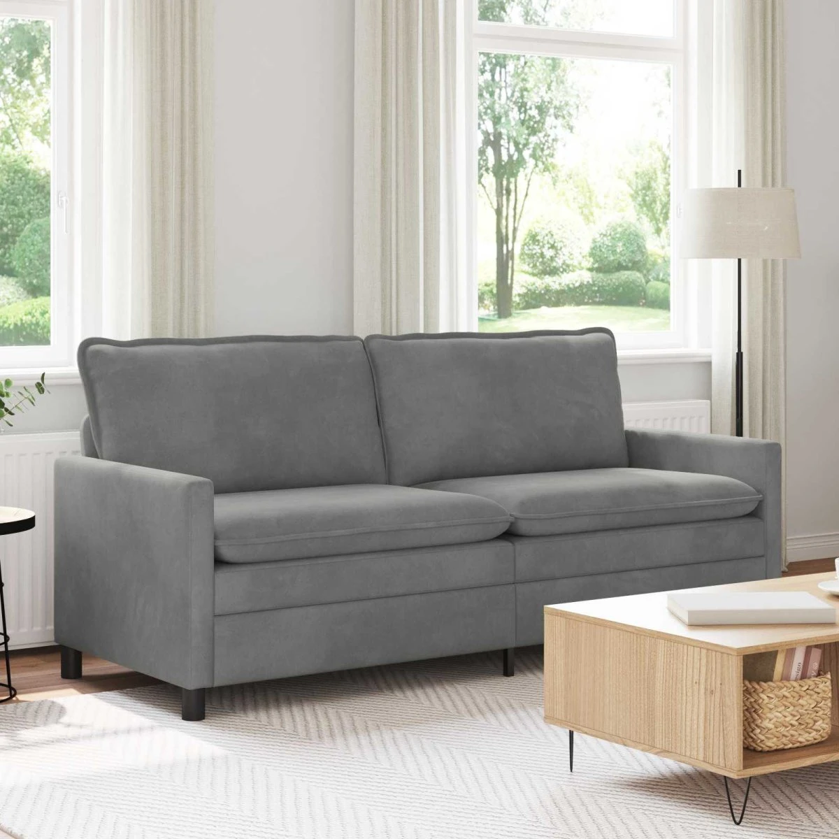vidaXL Sofa Mørkegrå Fløjl 196 x 81 x 87,5 cm