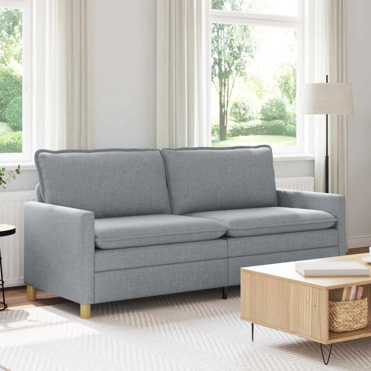 vidaXL 3-personers sofa i lysegrå stof - 196 x 81 x 87,5 cm