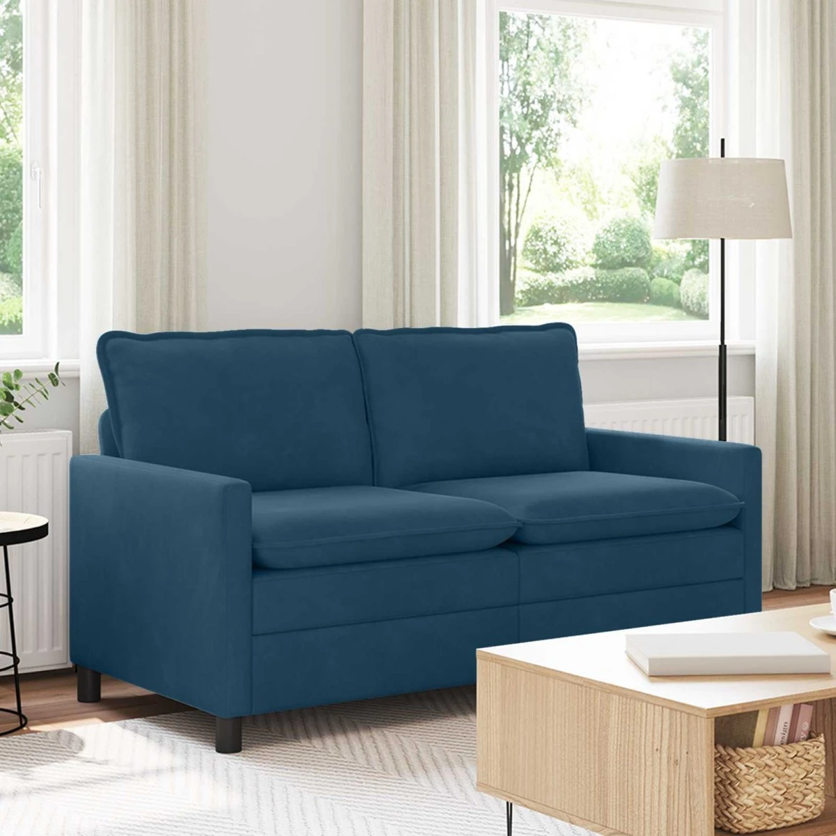 vidaXL Sofa Blå Fløjl 156 x 81 x 87,5 cm