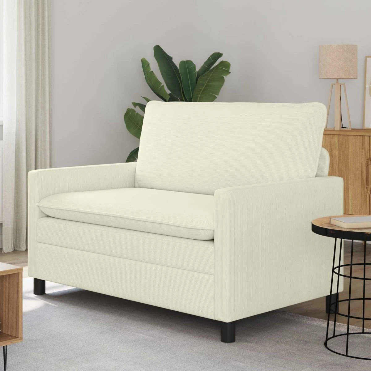 vidaXL 2-personers sofa i cremefarvet corduroy - 126 x 81 x 87,5 cm