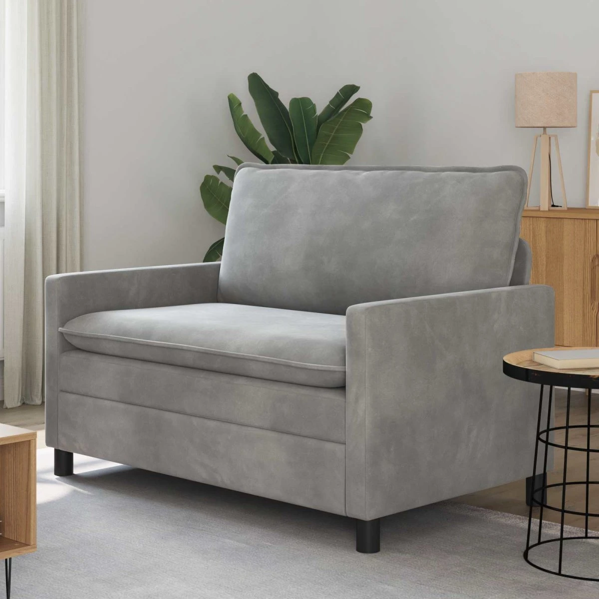 vidaXL Sofa i Fløjl, Lysegrå, 126 x 81 x 87,5 cm
