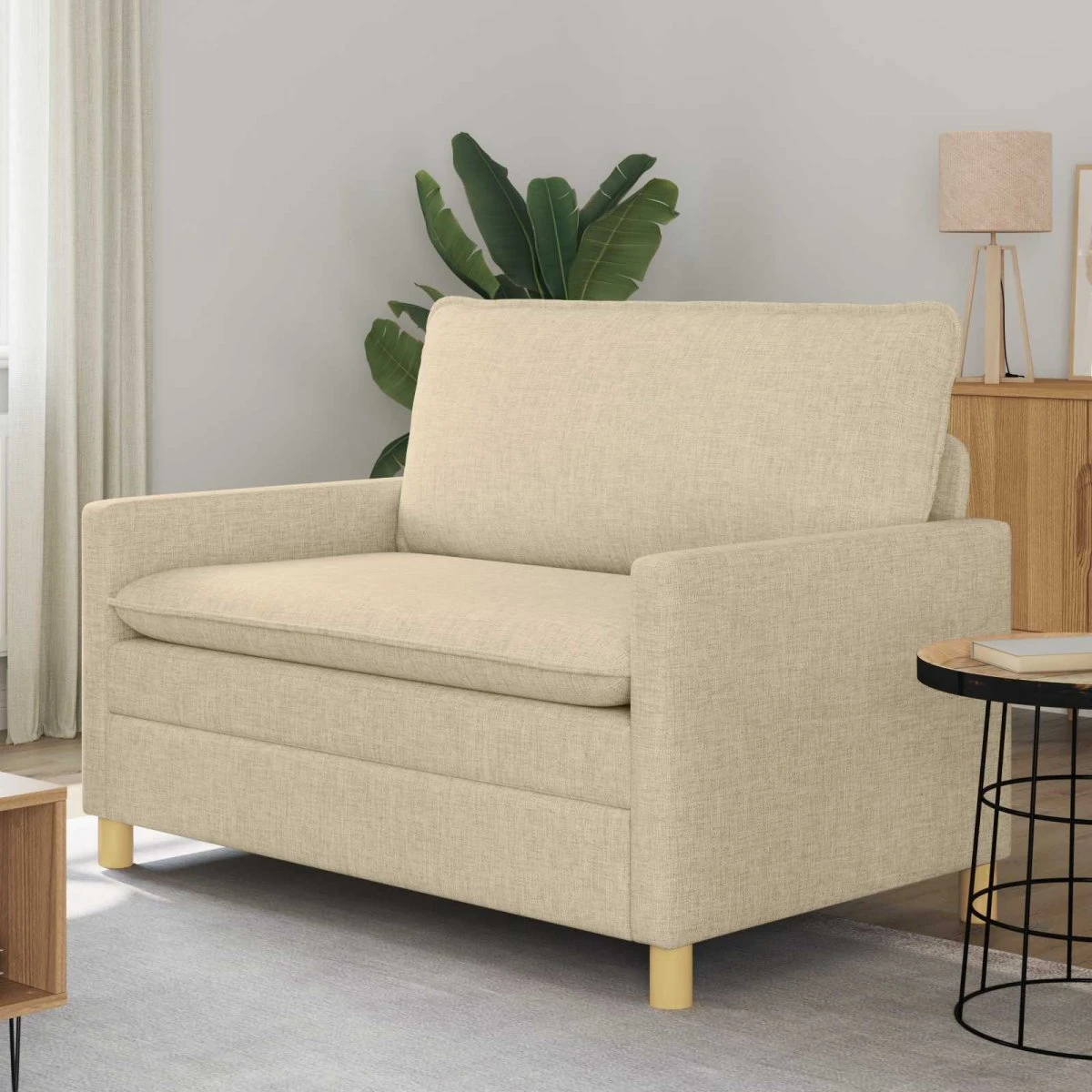 vidaXL 2-personers sofa i cremefarvet stof, 126 x 81 x 87,5 cm