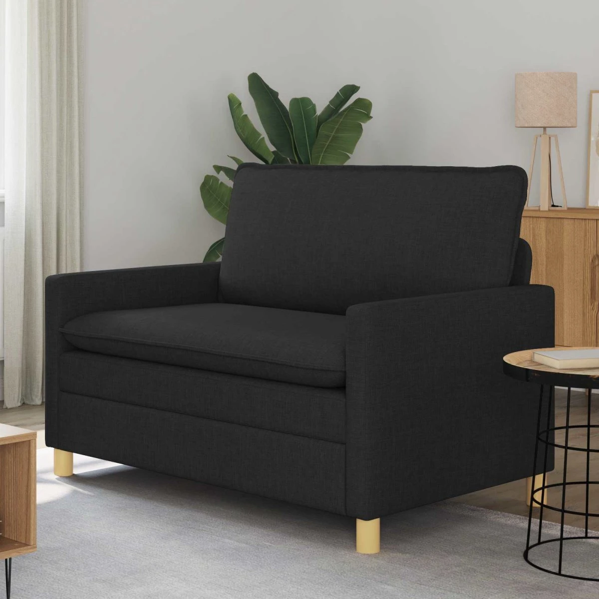 vidaXL 2-personers sofa i sort stof, 126 x 81 x 87,5 cm