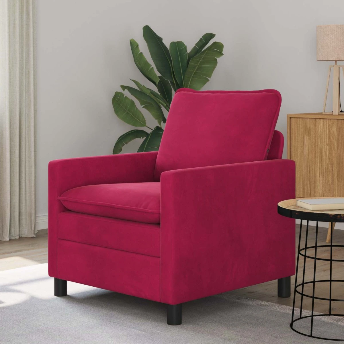 vidaXL Sofa Vinrød Fløjl 76 x 81 x 87,5 cm
