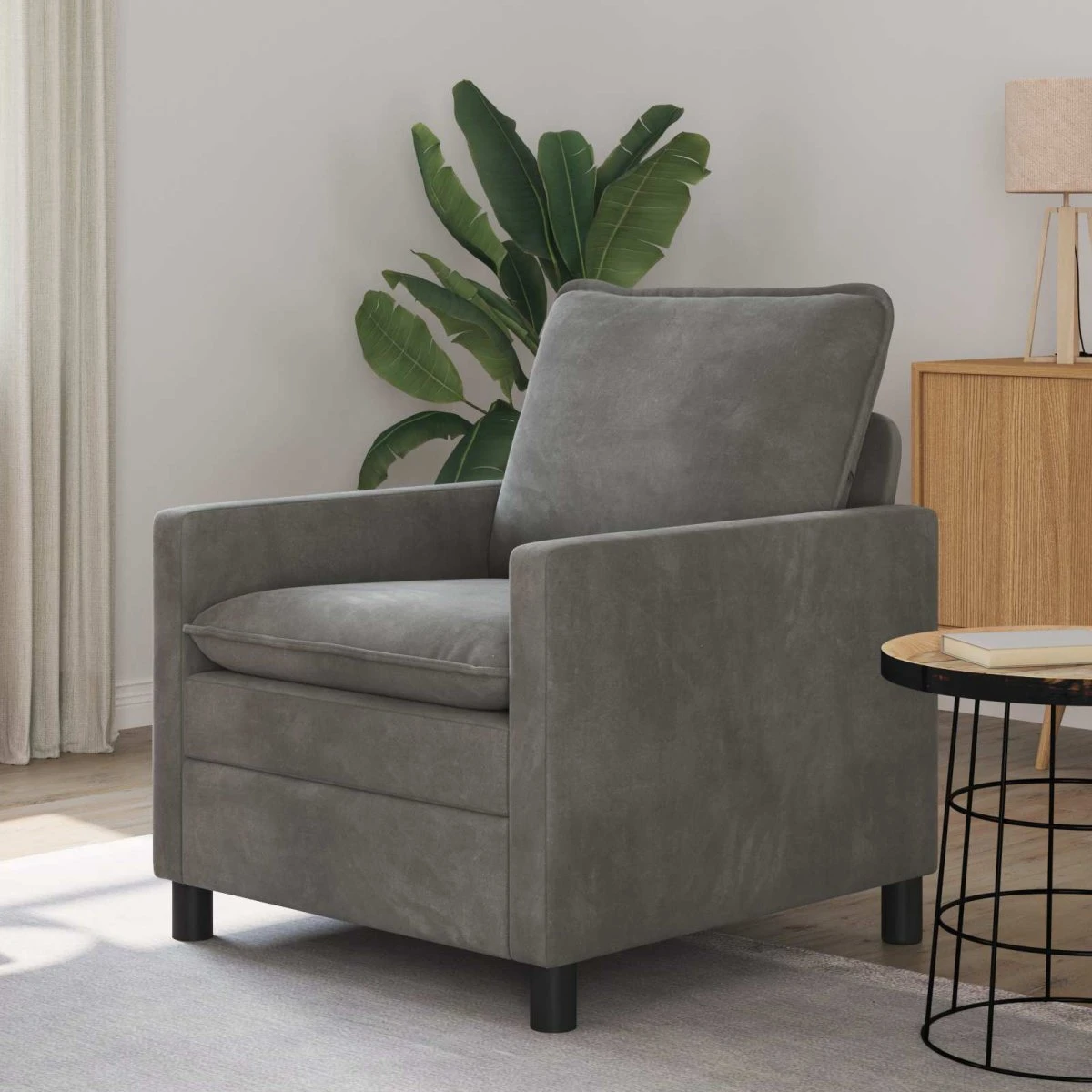 vidaXL Sofa Mørkegrå Fløjl 76 x 81 x 87,5 cm