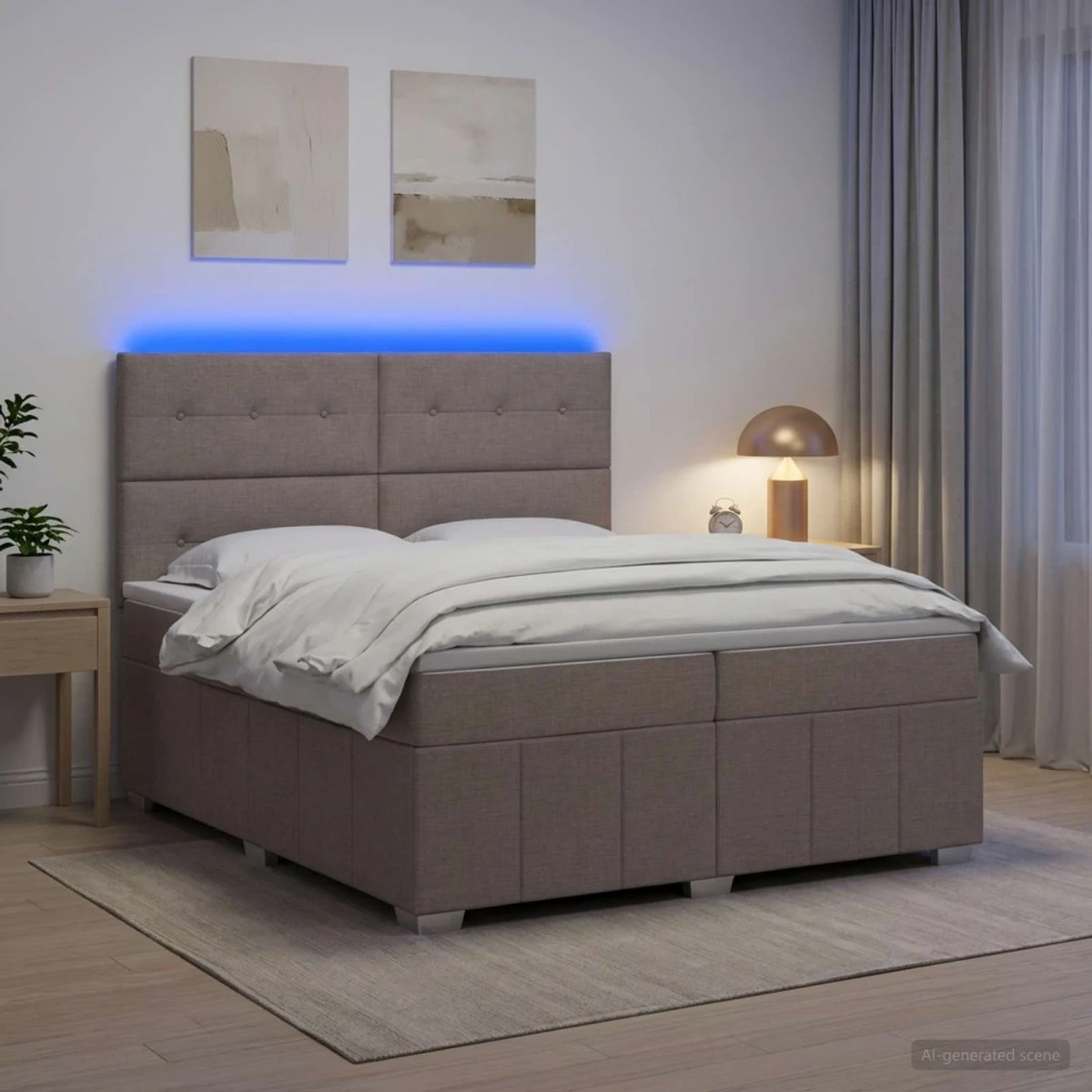vidaXL LED Boksmadrasseng 200x200 cm - Gråbrun