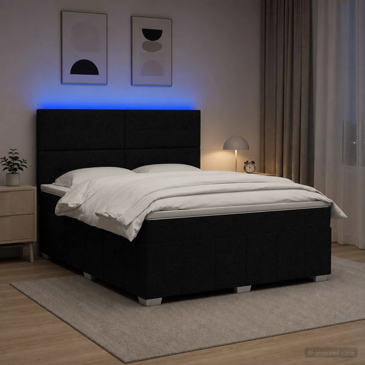 vidaXL LED Boksmadrasseng 140 x 190 cm - Sort