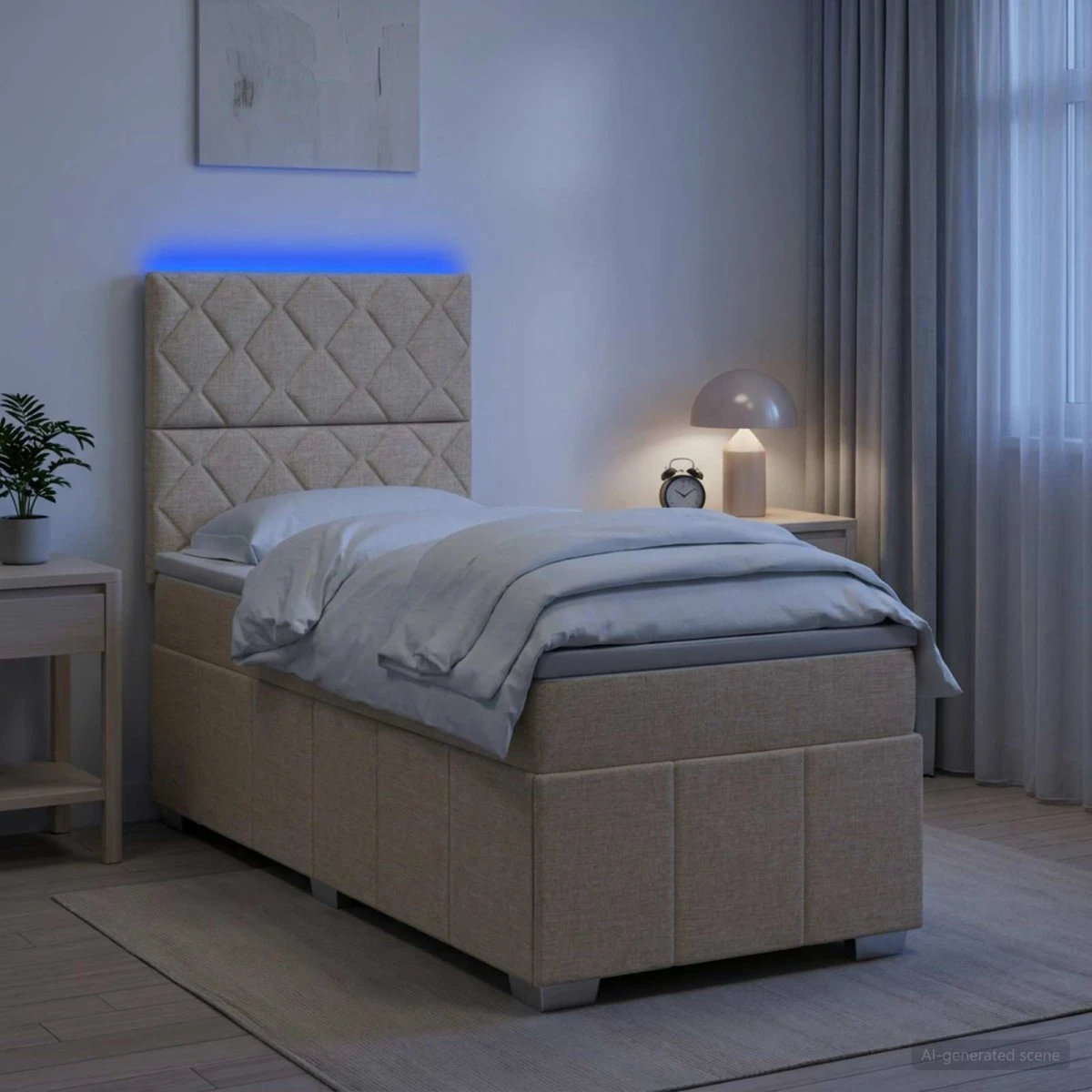 vidaXL LED Boksmadrasseng med madras, Cremefarvet 80 x 200 cm