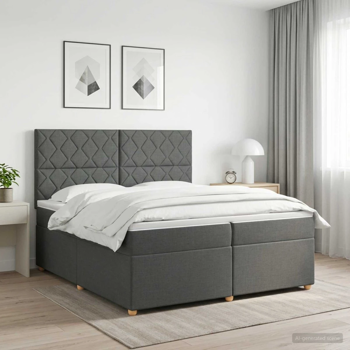 vidaXL Boxmadras med topmadras Mørkegrå 200 x 200 cm