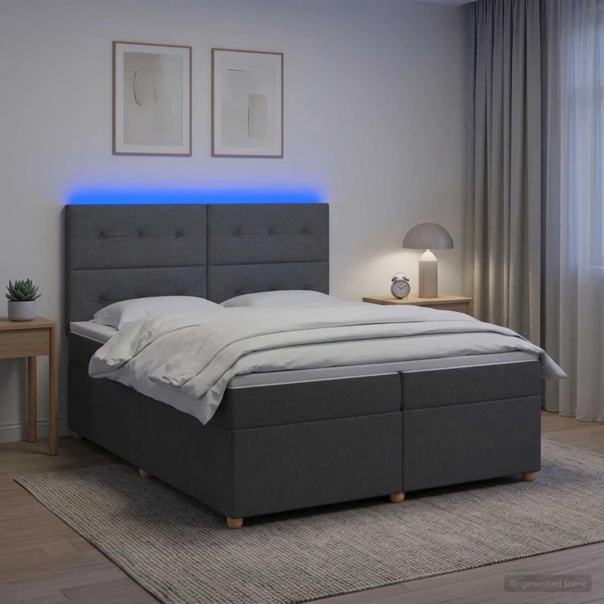 vidaXL Boxmadras med topmadras Mørkegrå 200 x 200 cm