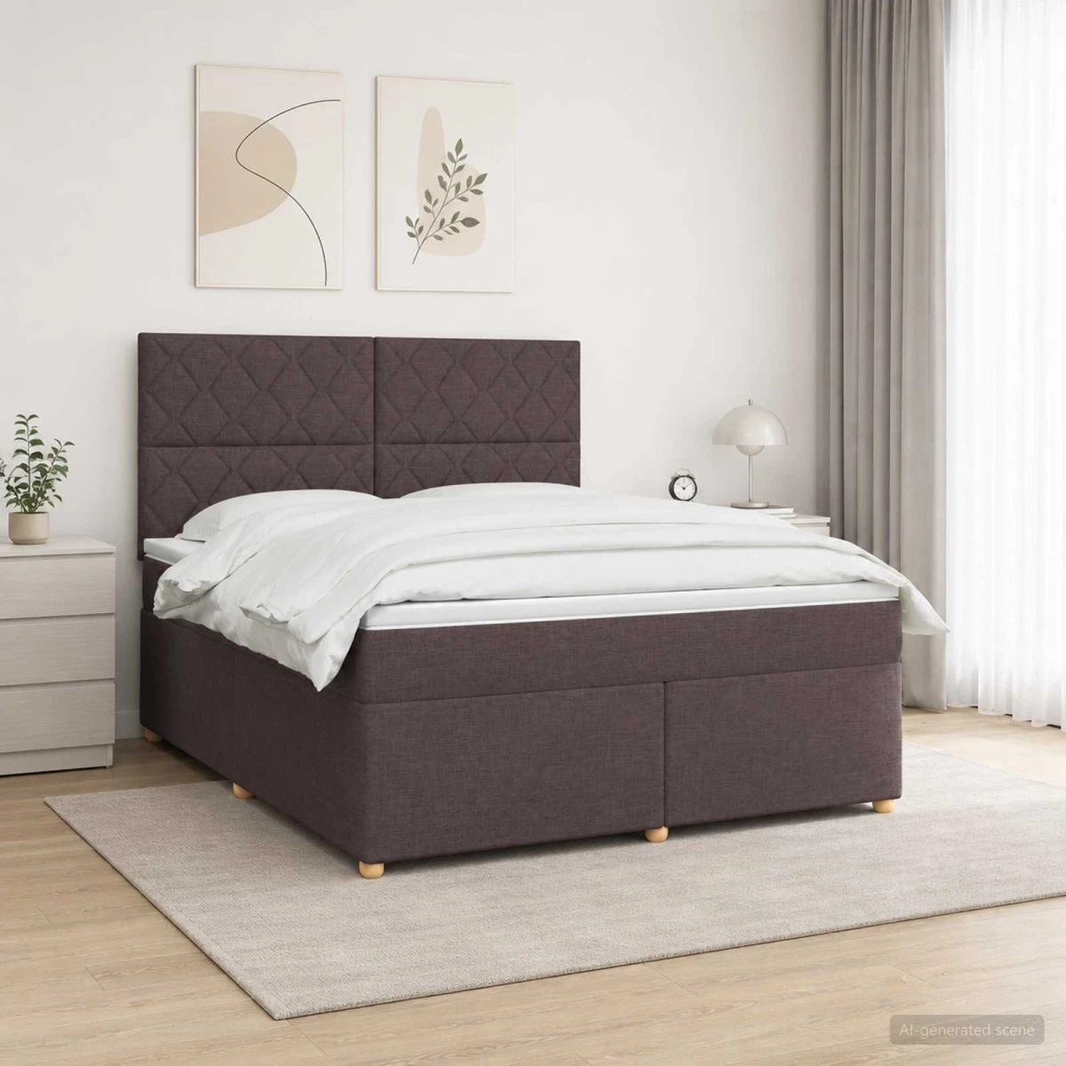 vidaXL Boxmadras med topmadras Mørk Brun 160 x 200 cm