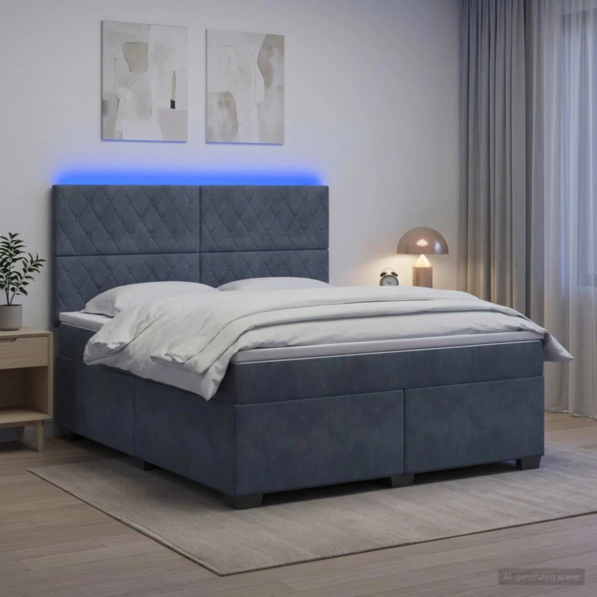 vidaXL Boxmadras med topmadras Mørkegrå Fløjl 140 x 200 cm
