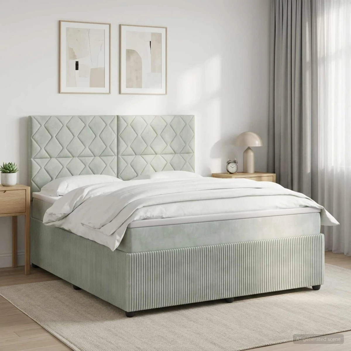 vidaXL Boxmadras med topmadras 180 x 200 cm Lysegrå Fløjl