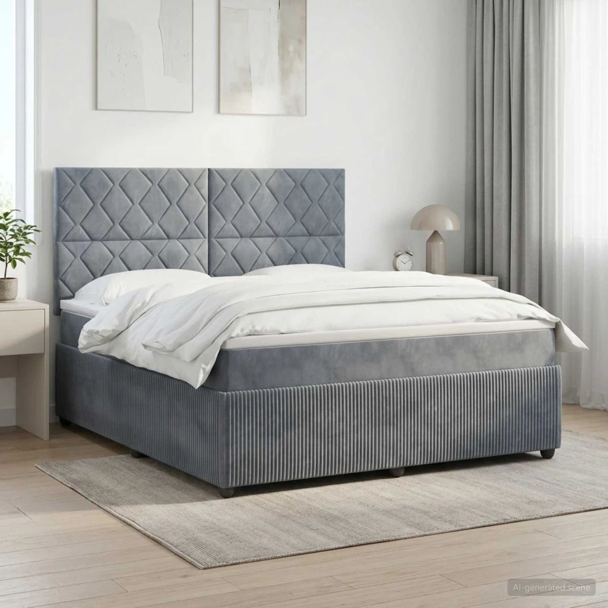 vidaXL Boxmadras med topmadras 140 x 200 cm - Mørkegrå Fløjl