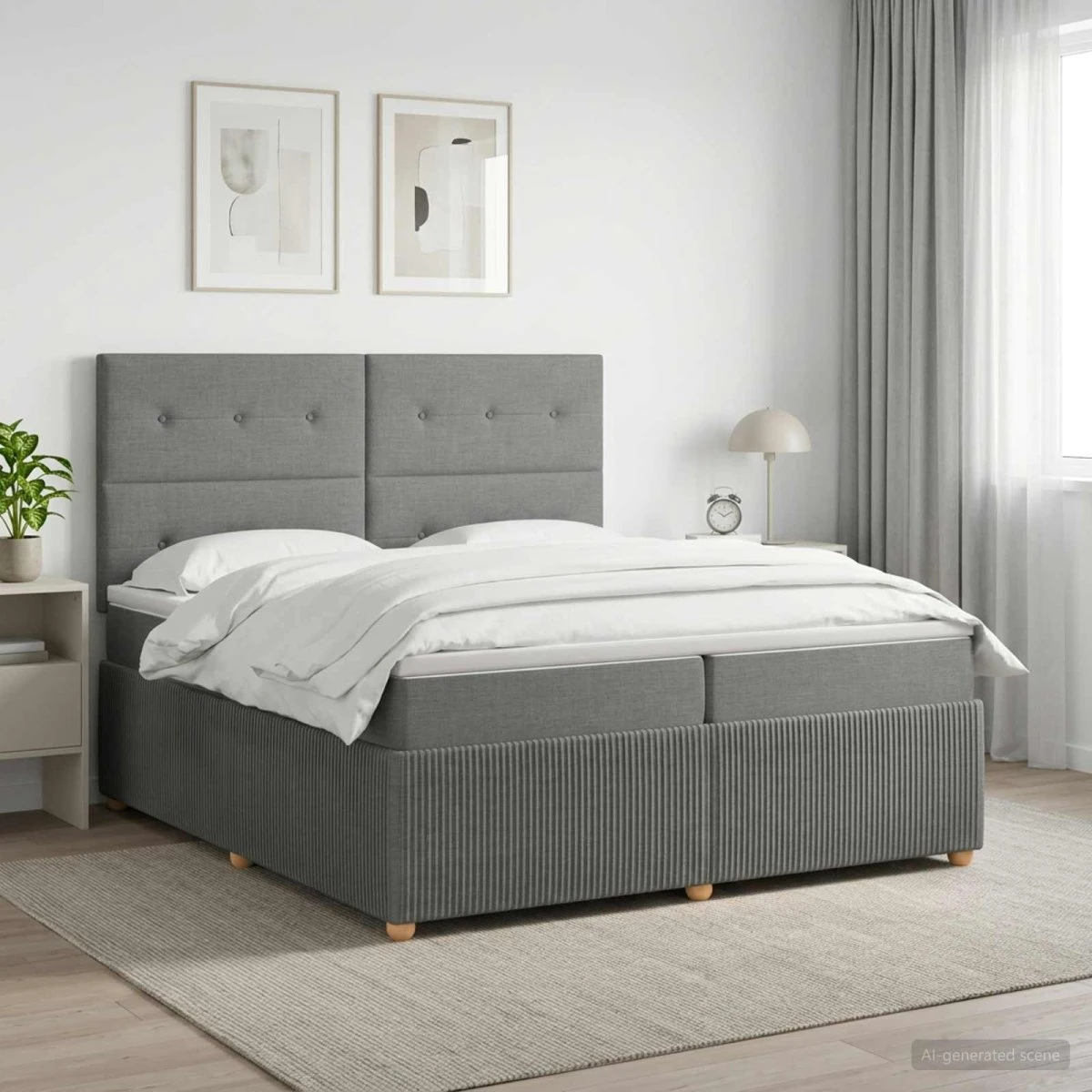 vidaXL Boxmadras med topmadras Mørkegrå 200 x 200 cm
