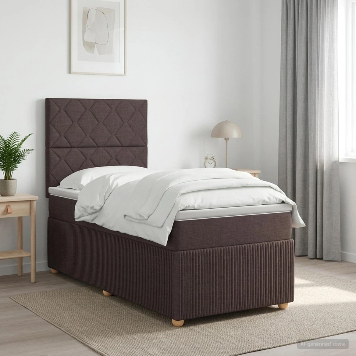 vidaXL Boksmadras med topmadras 90x200 cm - Mørk Brun
