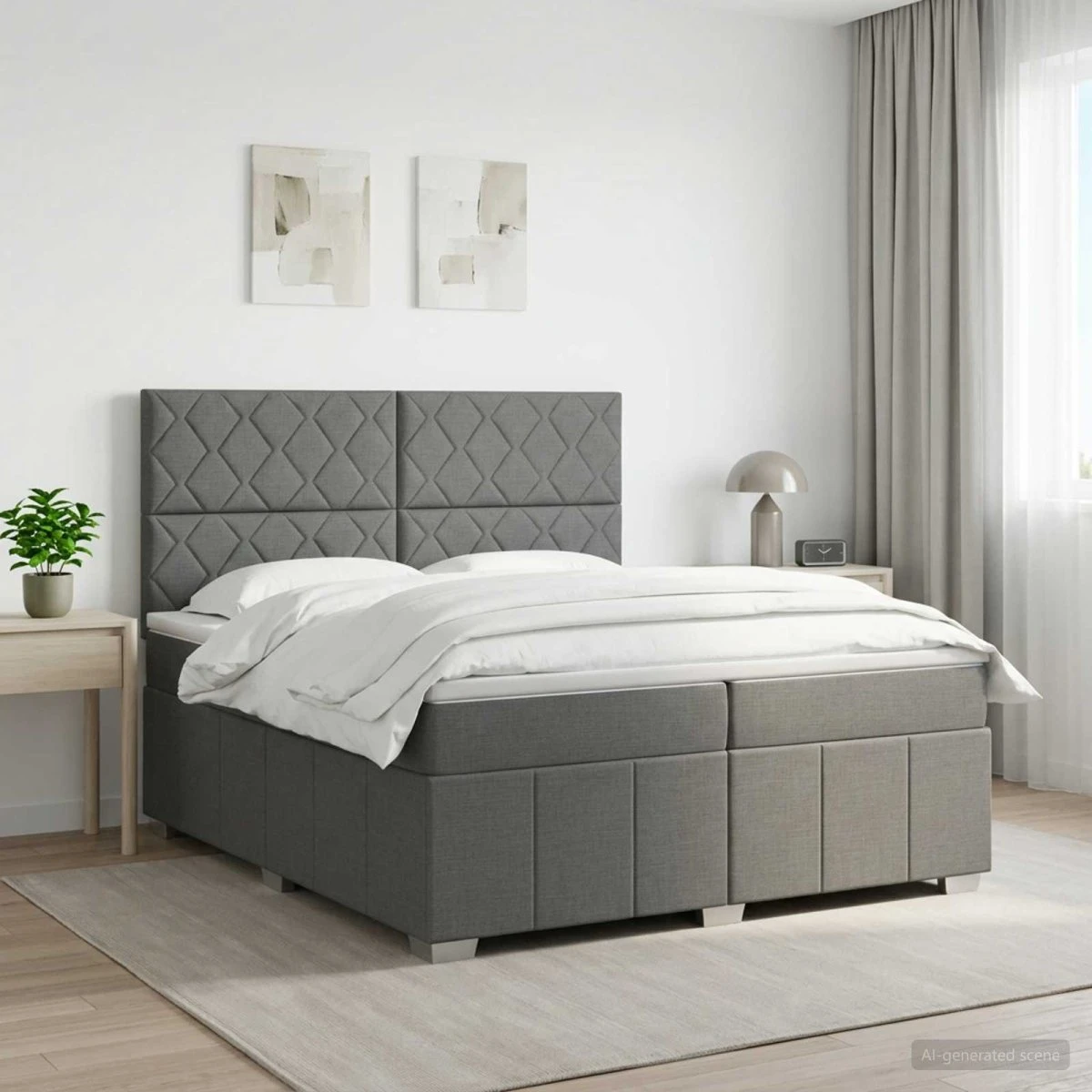 vidaXL Boxmadras med topmadras Mørkegrå 200 x 200 cm