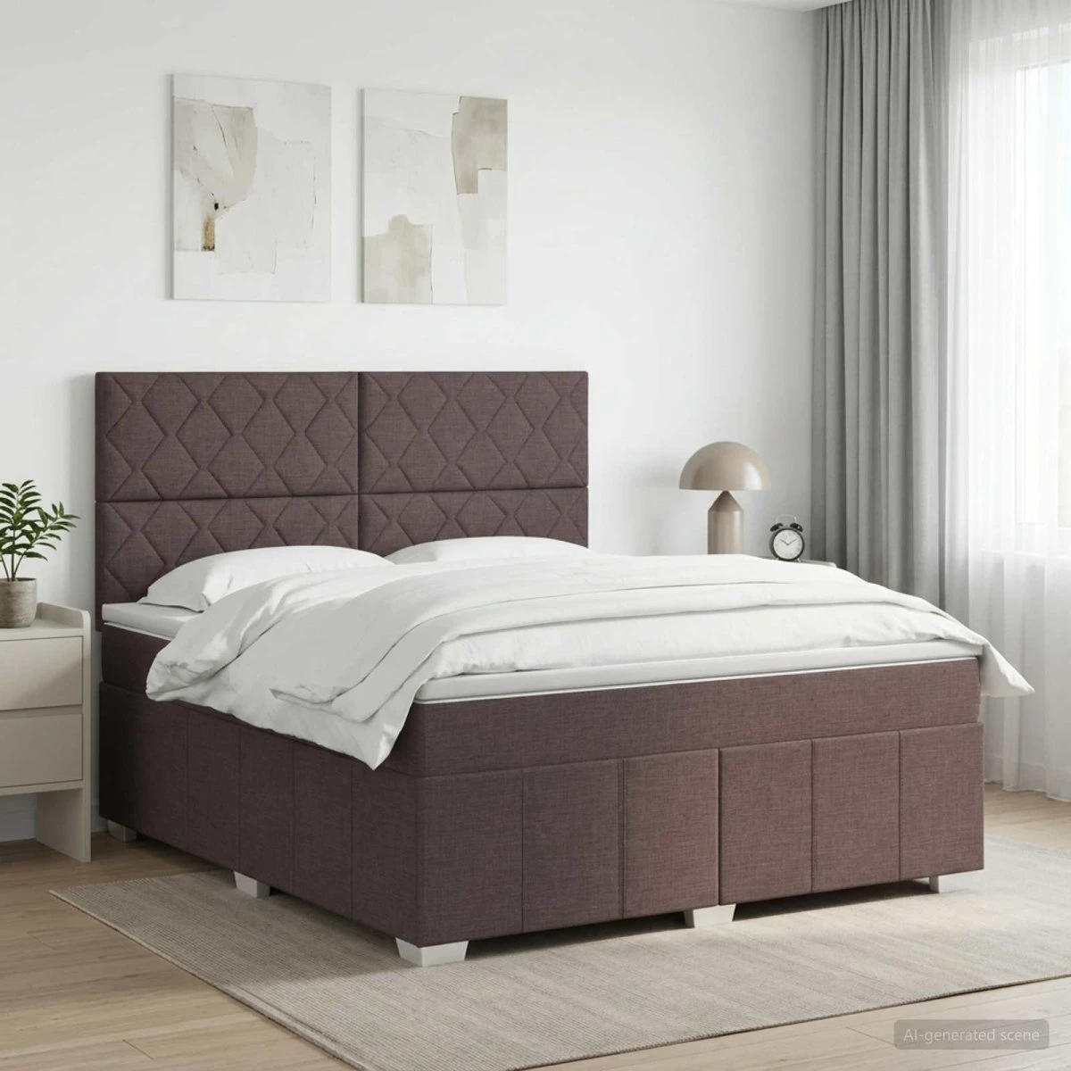 vidaXL Boxmadras med topmadras Mørk Brun 160 x 200 cm