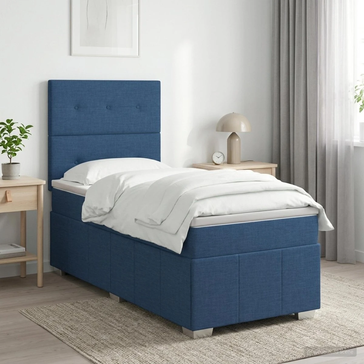 vidaXL Boksmadras 90x200 cm Blå med Hovedgærde og Topmadras