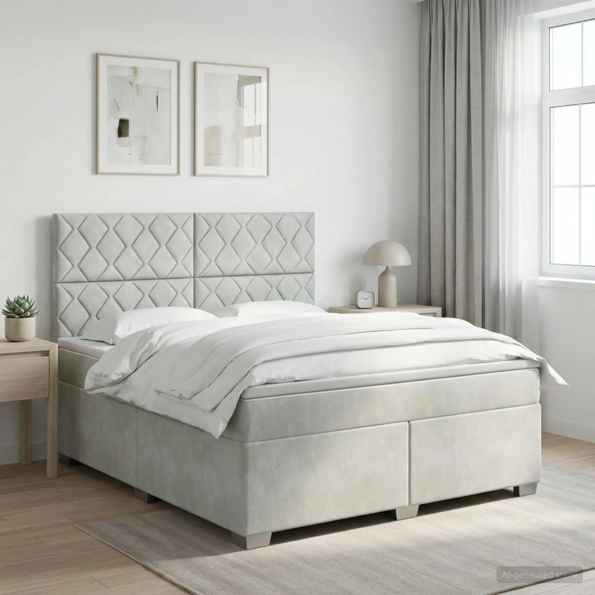 vidaXL Boxmadras med topmadras 180 x 200 cm Lysegrå Fløjl