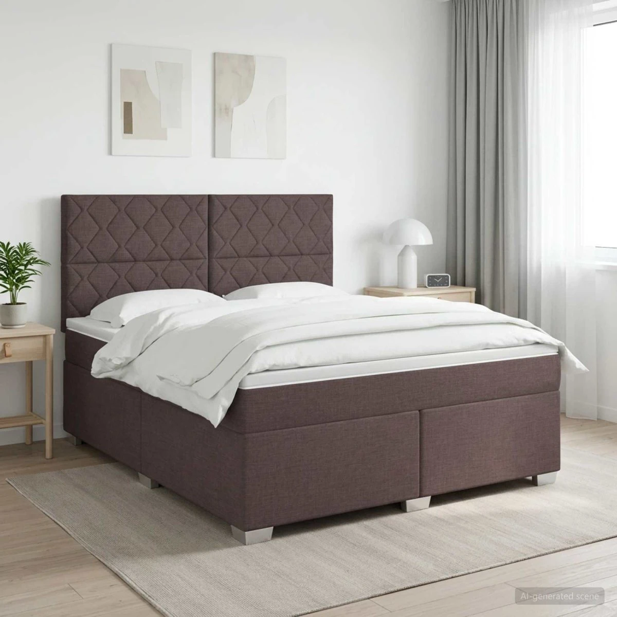 vidaXL Boxmadras med topmadras Mørk Brun 160 x 200 cm