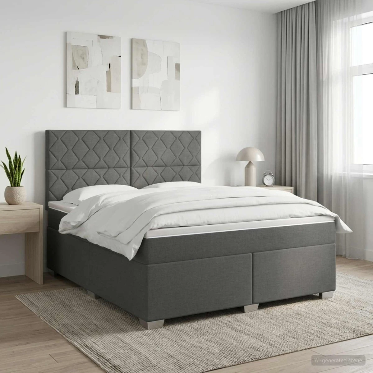 vidaXL Boxmadras med topmadras, Mørkegrå, 140 x 200 cm