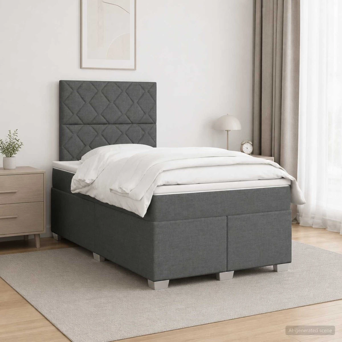 vidaXL Boxmadras med topmadras Mørkegrå 120 x 190 cm
