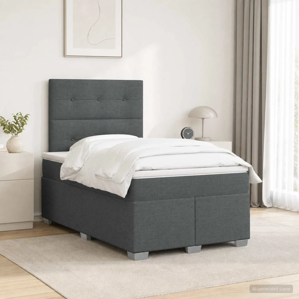 vidaXL Boxmadras med topmadras Mørkegrå 120 x 190 cm