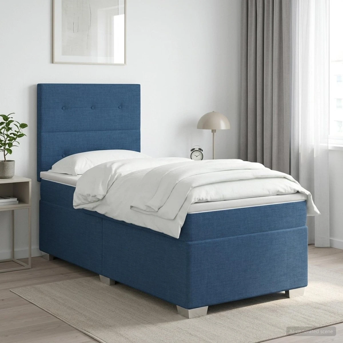 vidaXL Boxmadras med topmadras og hovedgærde, Blå, 90x200 cm
