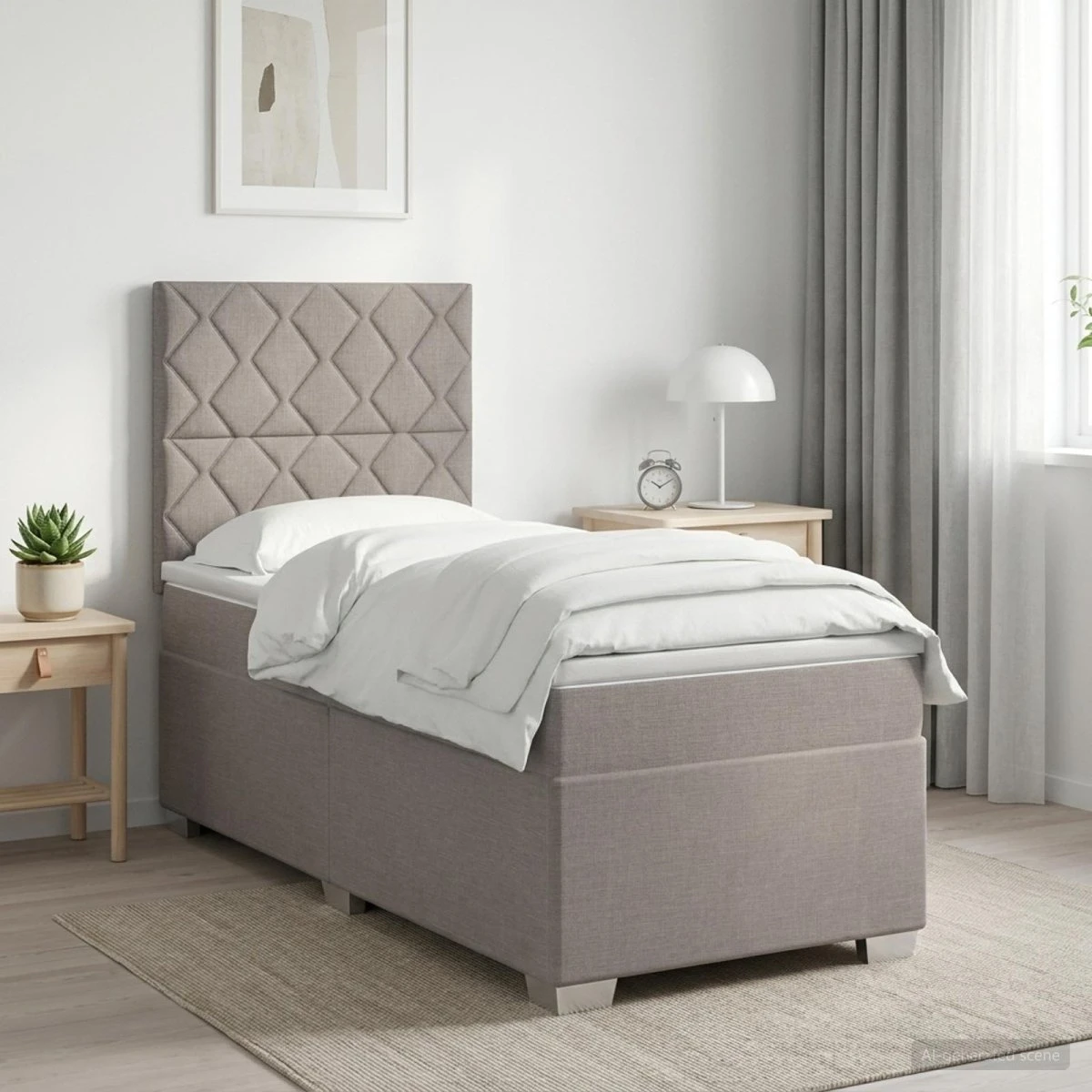 vidaXL Boxmadras med topmadras og hovedgærde, Gråbrun, 90x190 cm
