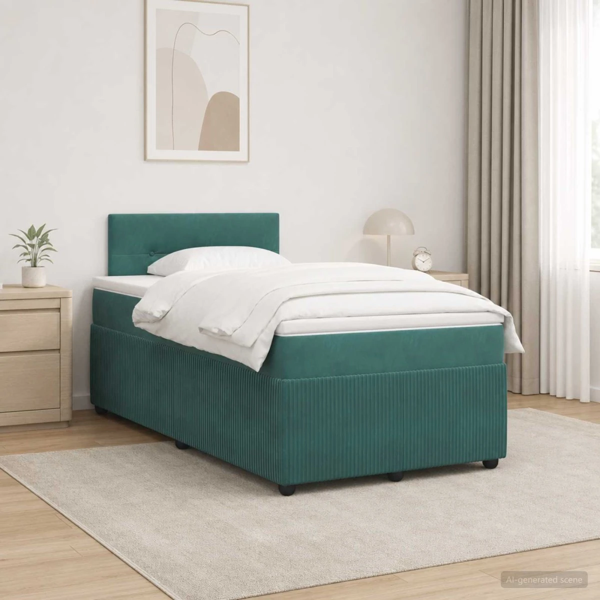 vidaXL Boxmadras med topmadras Mørkegrøn Fløjl 120 x 200 cm