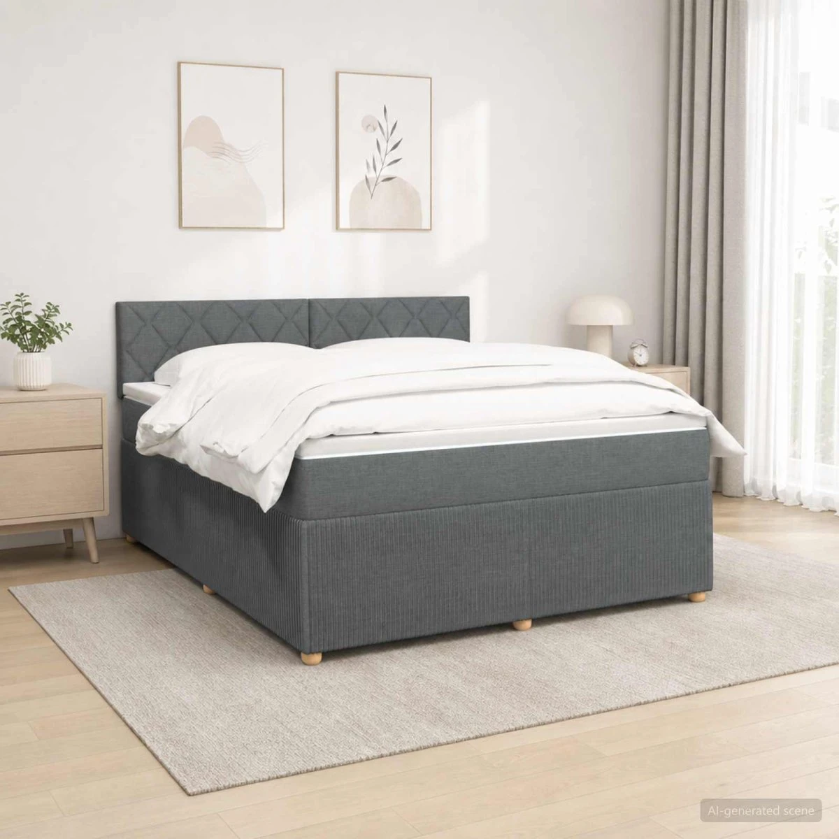 vidaXL Boxmadras med topmadras Mørkegrå 180 x 200 cm