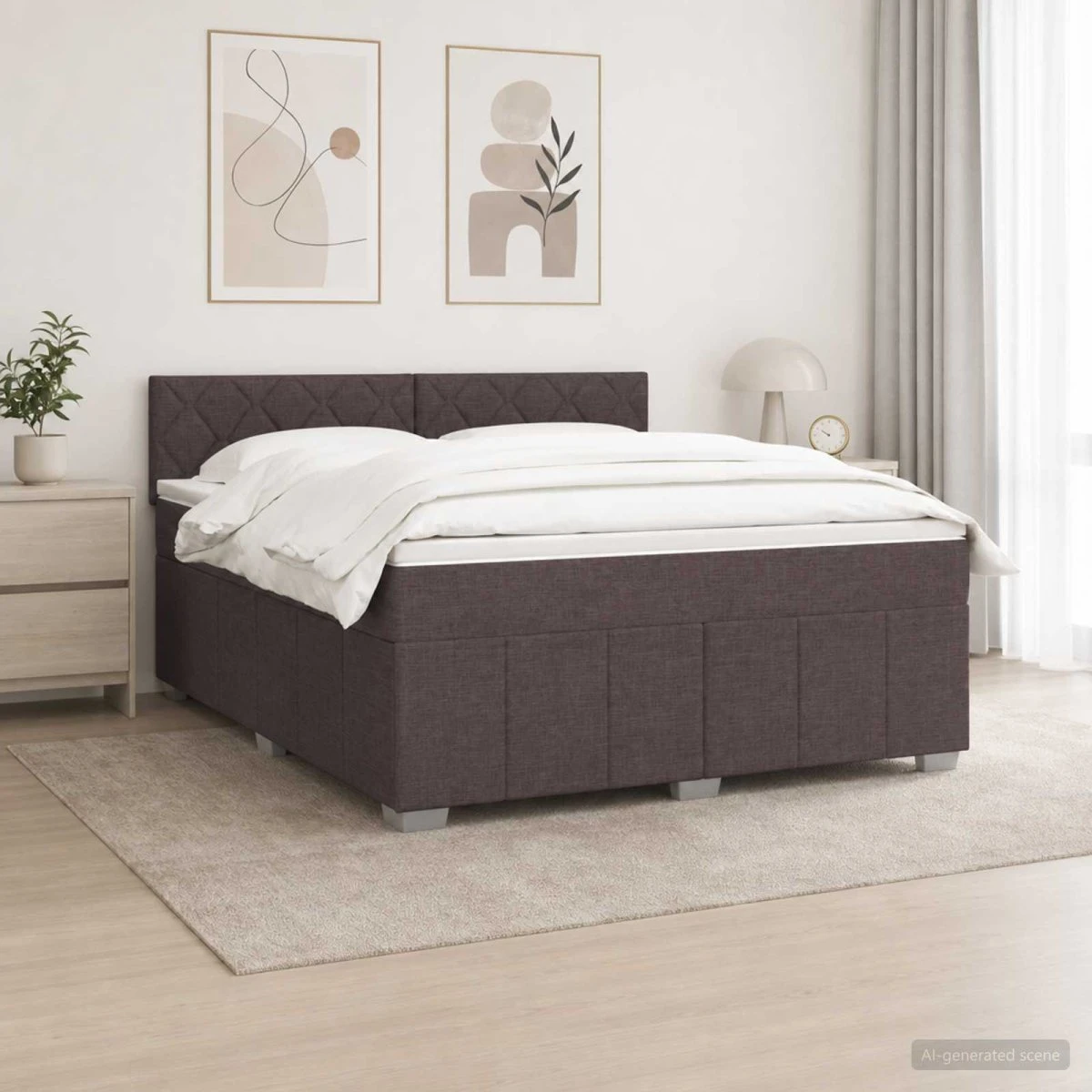 vidaXL Boxmadras med topmadras, Mørk Brun, 180 x 200 cm