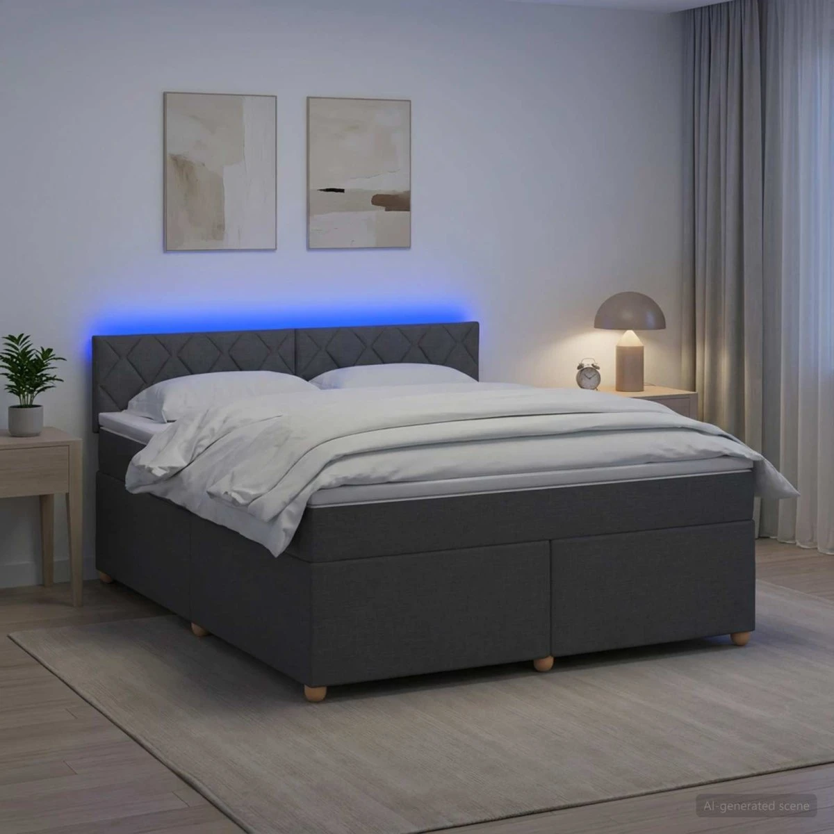 vidaXL Boxmadras med topmadras Mørkegrå 180 x 200 cm