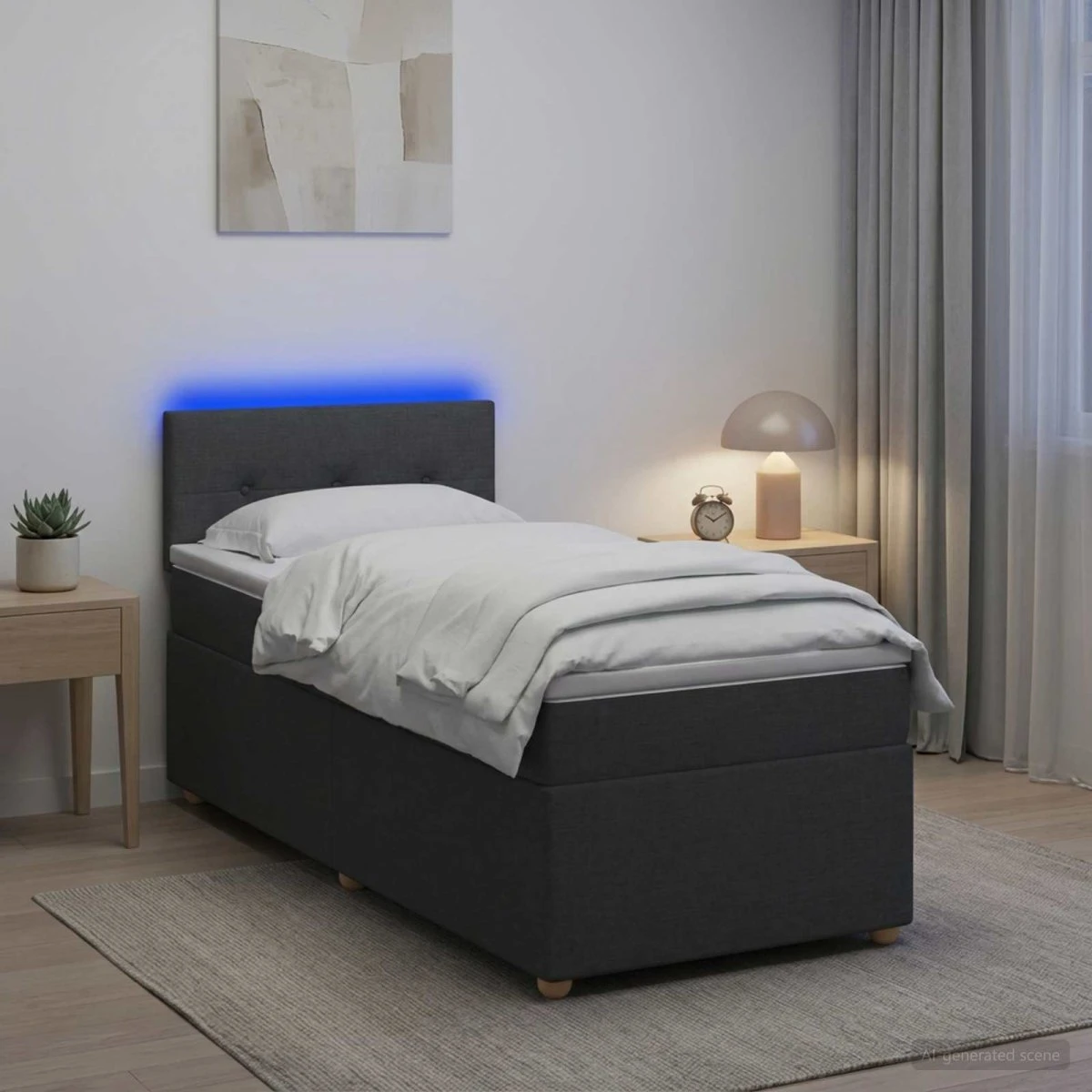 vidaXL Boxmadras med topmadras Mørkegrå 100 x 200 cm