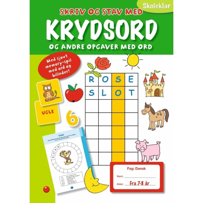 Skriv og stav med krydsord – øvelsesbog for børn