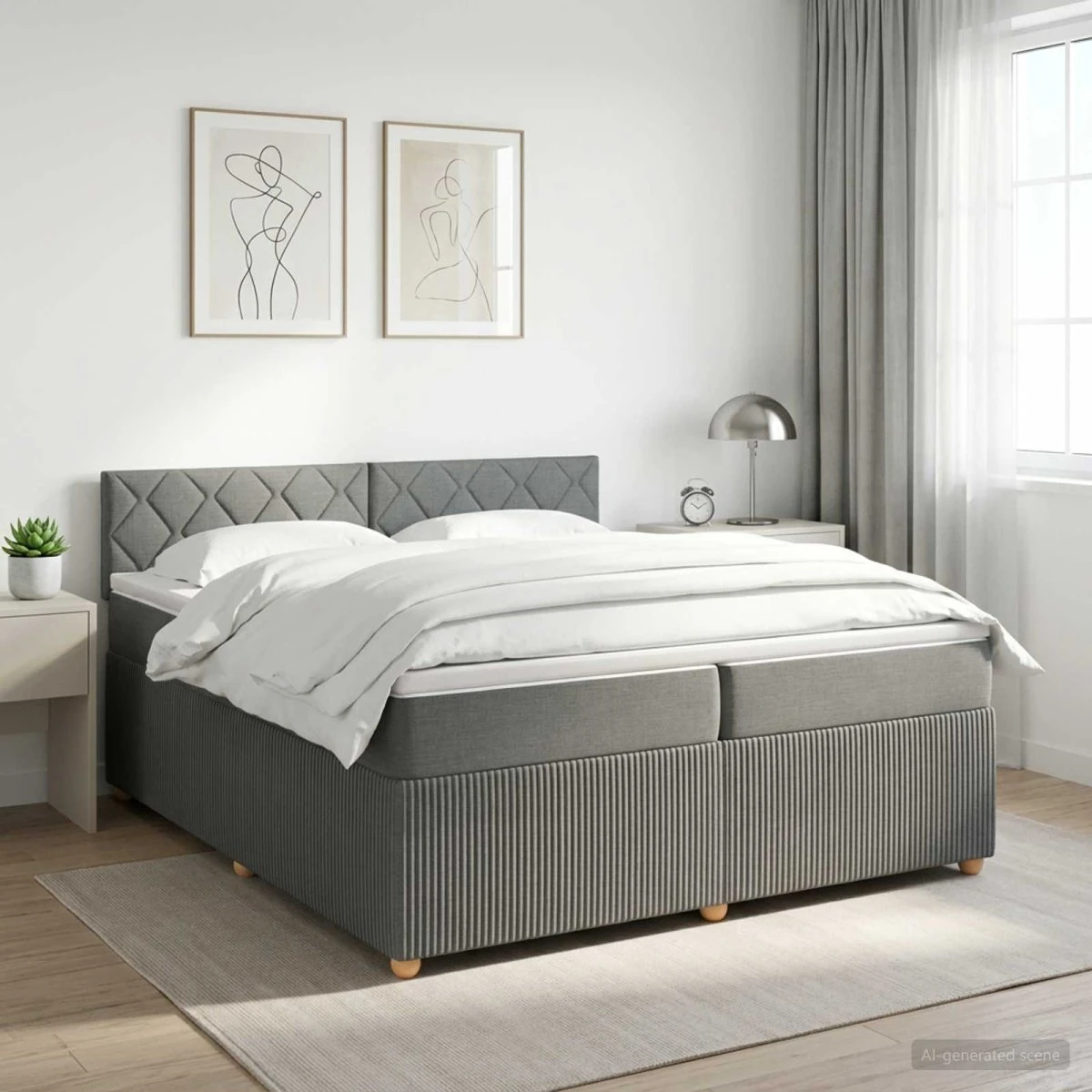 vidaXL Boxmadras med topmadras Mørkegrå 200 x 200 cm