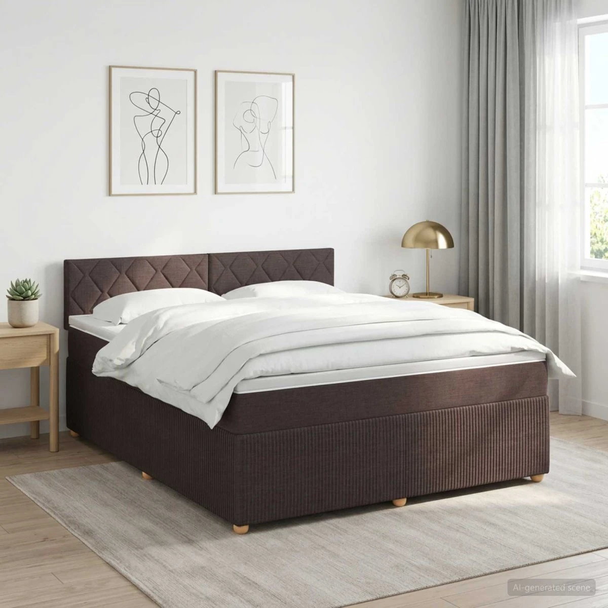 vidaXL Boxmadras med topmadras, Mørk Brun, 140 x 190 cm