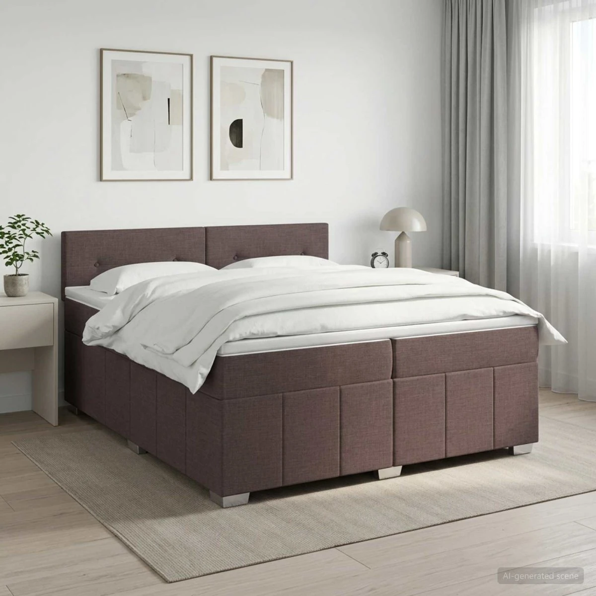 vidaXL Boxmadras med topmadras Mørk Brun 200 x 200 cm