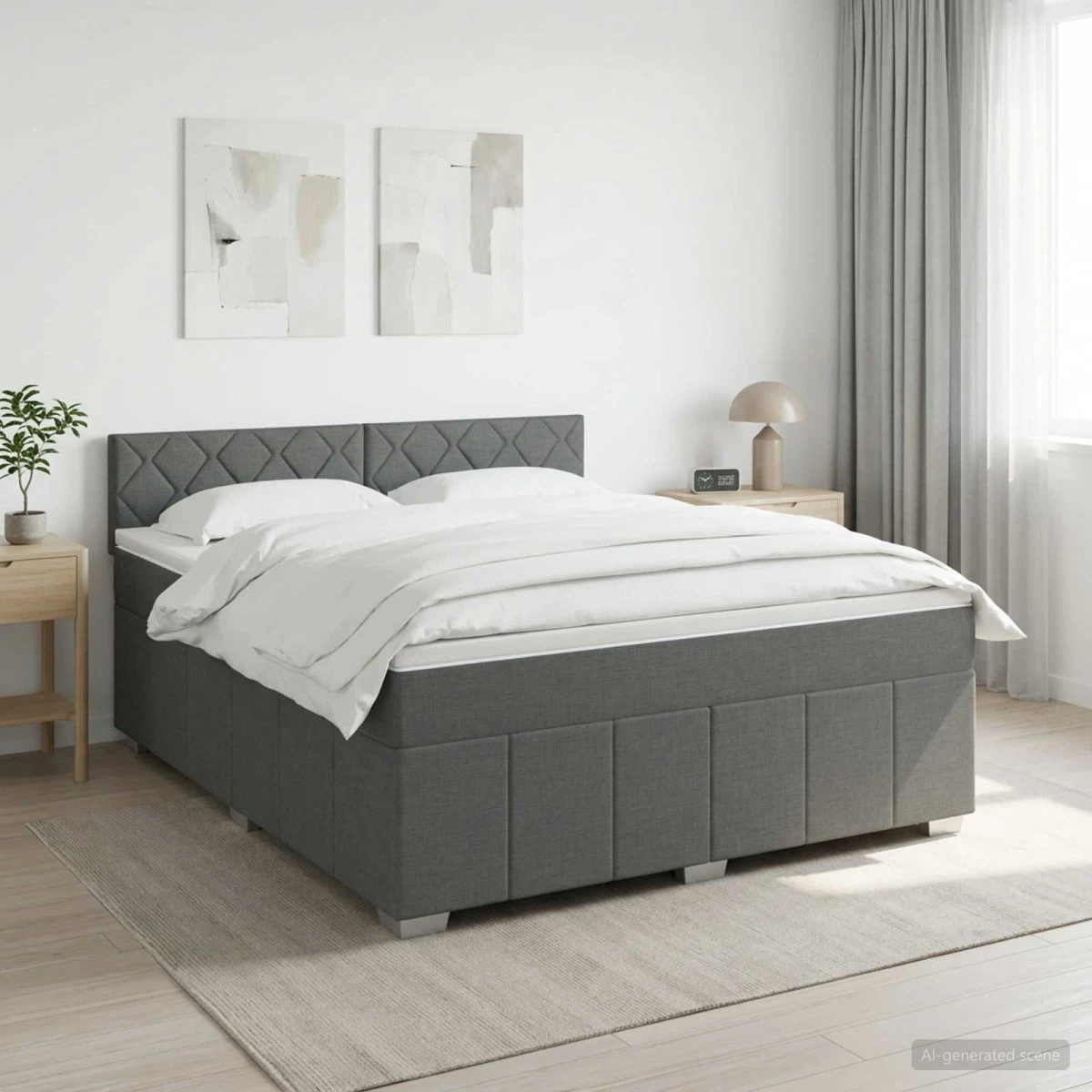 vidaXL Boxmadras med topmadras Mørkegrå 180 x 200 cm